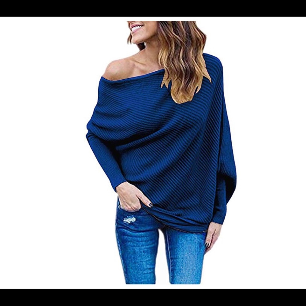 Blue off the shoulder Sweater